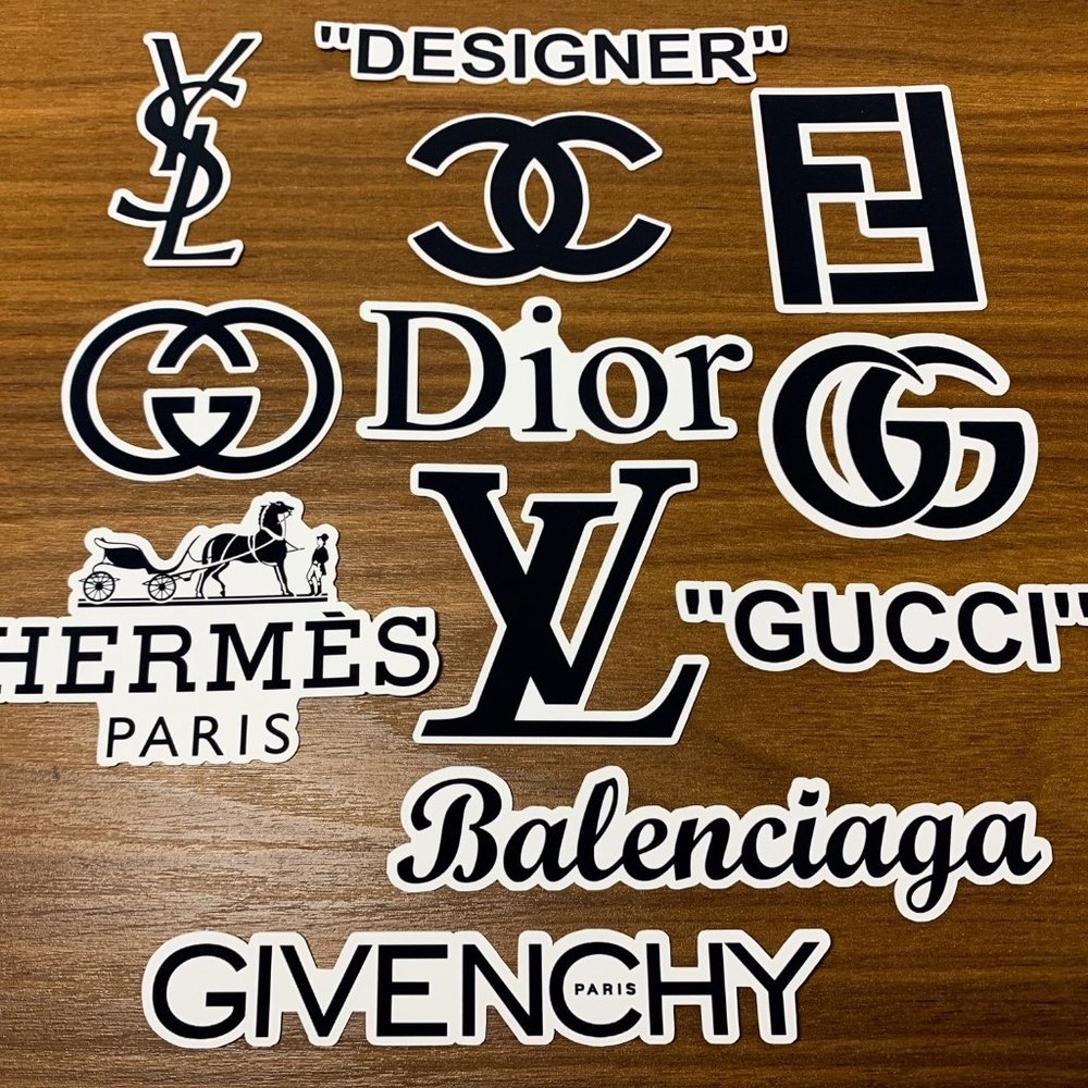 Designer Laptop Skateboard Stickers Black & White Vinyl Decal 12 pack